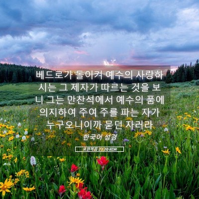 Picture 05 - 요한복음 21:20 KOR - 베드로가 돌이켜 예수의 사랑하시는 - Bible Verse Picture