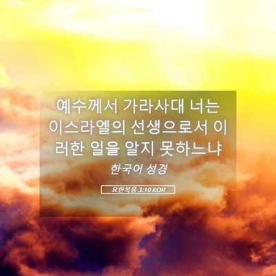 Picture 05 - 요한복음 3:10 KOR - 예수께서 가라사대 너는 이스라엘의 - Bible Verse Picture