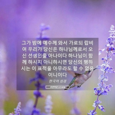 Picture 05 - 요한복음 3:2 KOR - 그가 밤에 예수께 와서 가로되 - Bible Verse Picture