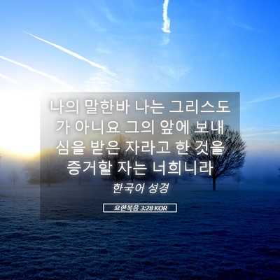 Picture 05 - 요한복음 3:28 KOR - 나의 말한바 나는 그리스도가 아니요 - Bible Verse Picture