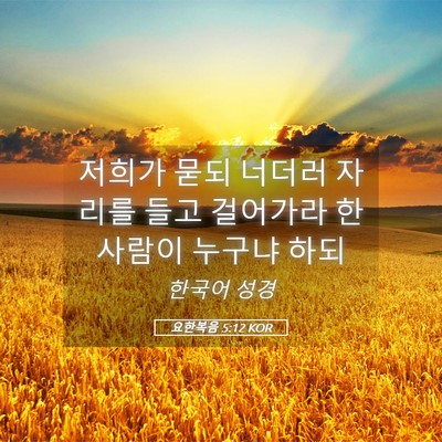 Picture 05 - 요한복음 5:12 KOR - 저희가 묻되 너더러 자리를 들고 - Bible Verse Picture
