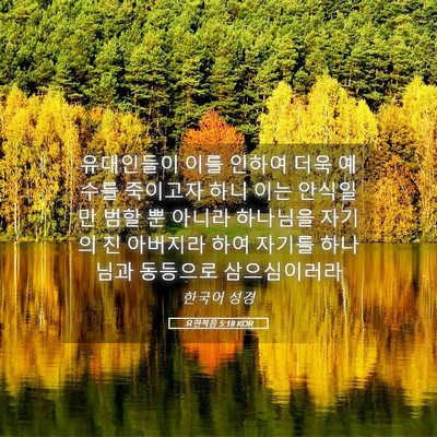 Picture 05 - 요한복음 5:18 KOR - 유대인들이 이를 인하여 더욱 예수를 - Bible Verse Picture