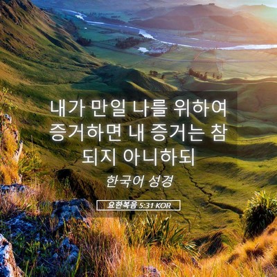 Picture 05 - 요한복음 5:31 KOR - 내가 만일 나를 위하여 증거하면 내 - Bible Verse Picture
