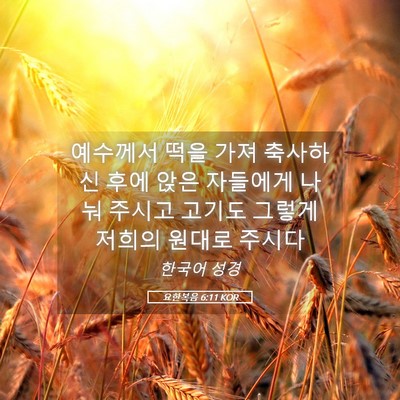 Picture 05 - 요한복음 6:11 KOR - 예수께서 떡을 가져 축사하신 후에 - Bible Verse Picture