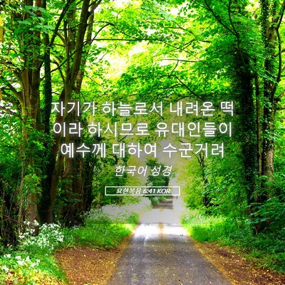 Picture 05 - 요한복음 6:41 KOR - 자기가 하늘로서 내려온 떡이라 - Bible Verse Picture
