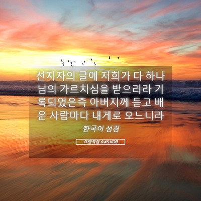 Picture 05 - 요한복음 6:45 KOR - 선지자의 글에 저희가 다 하나님의 - Bible Verse Picture