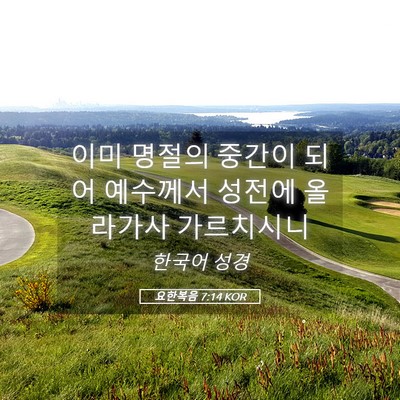 Picture 05 - 요한복음 7:14 KOR - 이미 명절의 중간이 되어 예수께서 - Bible Verse Picture
