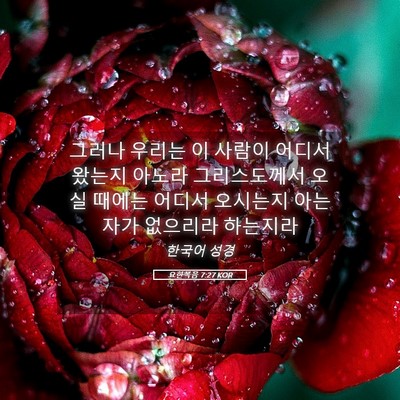 Picture 05 - 요한복음 7:27 KOR - 그러나 우리는 이 사람이 어디서 - Bible Verse Picture
