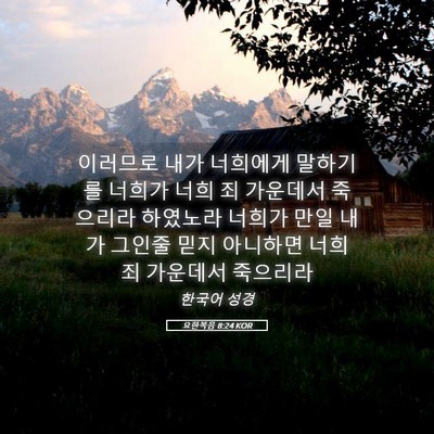 Picture 05 - 요한복음 8:24 KOR - 이러므로 내가 너희에게 말하기를 - Bible Verse Picture