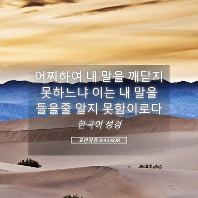 Picture 05 - 요한복음 8:43 KOR - 어찌하여 내 말을 깨닫지 못하느냐 - Bible Verse Picture