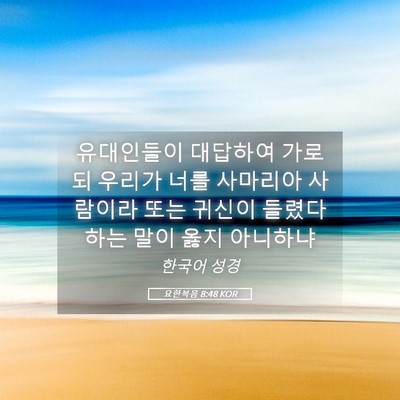 Picture 05 - 요한복음 8:48 KOR - 유대인들이 대답하여 가로되 우리가 - Bible Verse Picture