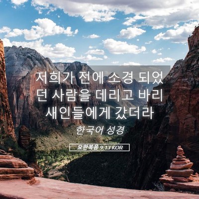 Picture 05 - 요한복음 9:13 KOR - 저희가 전에 소경 되었던 사람을 - Bible Verse Picture