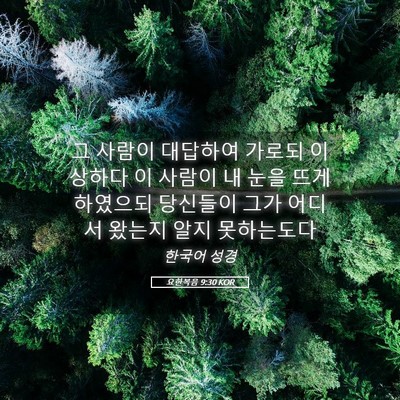 Picture 05 - 요한복음 9:30 KOR - 그 사람이 대답하여 가로되 이상하다 - Bible Verse Picture
