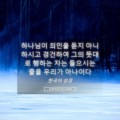 Picture 05 - 요한복음 9:31 KOR - 하나님이 죄인을 듣지 아니하시고 - Bible Verse Picture