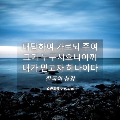 Picture 05 - 요한복음 9:36 KOR - 대답하여 가로되 주여 그가 - Bible Verse Picture