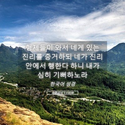 Picture 05 - 요한삼서 1:3 KOR - 형제들이 와서 네게 있는 진리를 - Bible Verse Picture