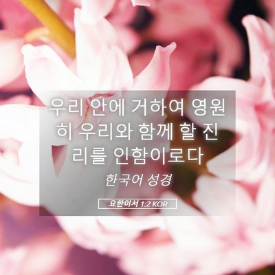 Picture 05 - 요한이서 1:2 KOR - 우리 안에 거하여 영원히 우리와 - Bible Verse Picture