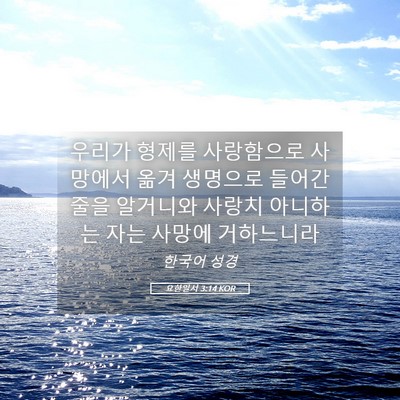 Picture 05 - 요한일서 3:14 KOR - 우리가 형제를 사랑함으로 사망에서 - Bible Verse Picture