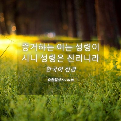 Picture 05 - 요한일서 5:7 KOR - 증거하는 이는 성령이시니 성령은 - Bible Verse Picture