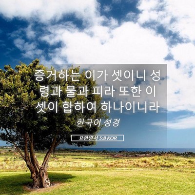 Picture 05 - 요한일서 5:8 KOR - 증거하는 이가 셋이니 성령과 물과 - Bible Verse Picture