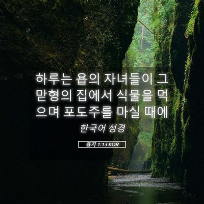 Picture 05 - 욥기 1:13 KOR - 하루는 욥의 자녀들이 그 맏형의 - Bible Verse Picture
