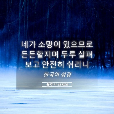Picture 05 - 욥기 11:18 KOR - 네가 소망이 있으므로 든든할지며 - Bible Verse Picture