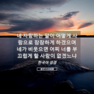 Picture 05 - 욥기 11:3 KOR - 네 자랑하는 말이 어떻게 사람으로 - Bible Verse Picture