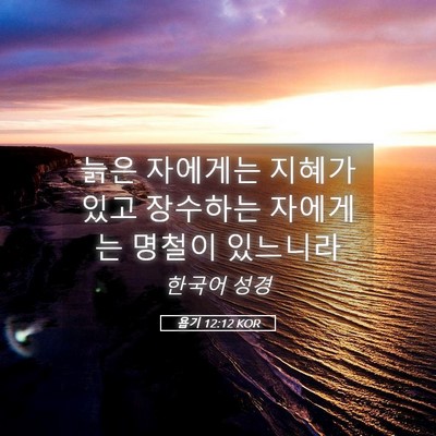 Picture 05 - 욥기 12:12 KOR - 늙은 자에게는 지혜가 있고 장수하는 - Bible Verse Picture