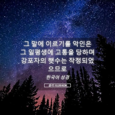Picture 05 - 욥기 15:20 KOR - 그 말에 이르기를 악인은 그 - Bible Verse Picture