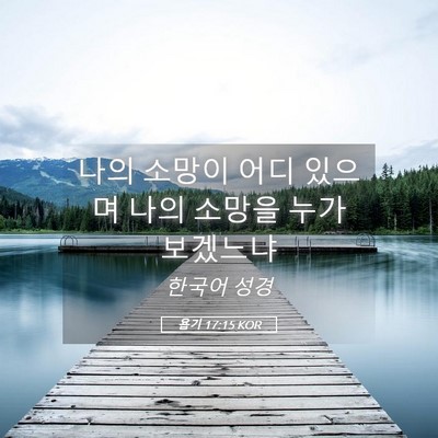Picture 05 - 욥기 17:15 KOR - 나의 소망이 어디 있으며 나의 - Bible Verse Picture