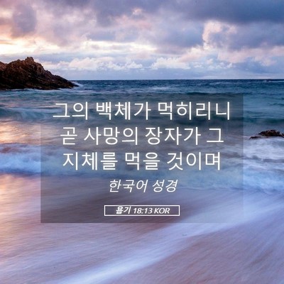 Picture 05 - 욥기 18:13 KOR - 그의 백체가 먹히리니 곧 사망의 - Bible Verse Picture