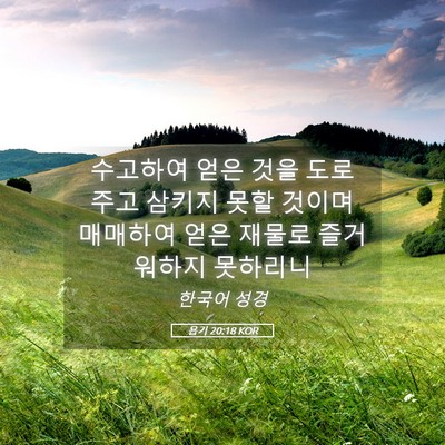 Picture 05 - 욥기 20:18 KOR - 수고하여 얻은 것을 도로 주고 - Bible Verse Picture