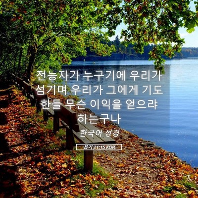 Picture 05 - 욥기 21:15 KOR - 전능자가 누구기에 우리가 섬기며 - Bible Verse Picture