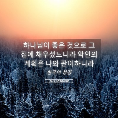 Picture 05 - 욥기 22:18 KOR - 하나님이 좋은 것으로 그 집에 - Bible Verse Picture