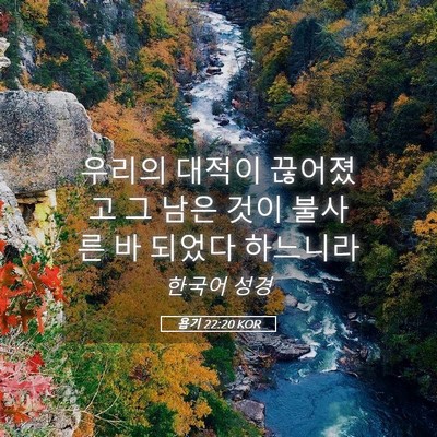 Picture 05 - 욥기 22:20 KOR - 우리의 대적이 끊어졌고 그 남은 - Bible Verse Picture