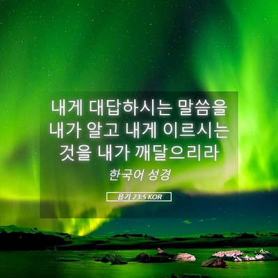 Picture 05 - 욥기 23:5 KOR - 내게 대답하시는 말씀을 내가 알고 - Bible Verse Picture
