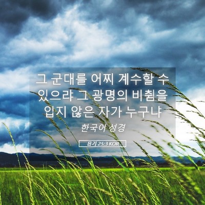 Picture 05 - 욥기 25:3 KOR - 그 군대를 어찌 계수할 수 있으랴 그 - Bible Verse Picture