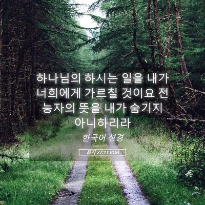 Picture 05 - 욥기 27:11 KOR - 하나님의 하시는 일을 내가 너희에게 - Bible Verse Picture