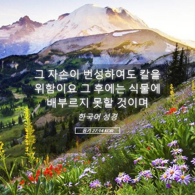 Picture 05 - 욥기 27:14 KOR - 그 자손이 번성하여도 칼을 위함이요 - Bible Verse Picture