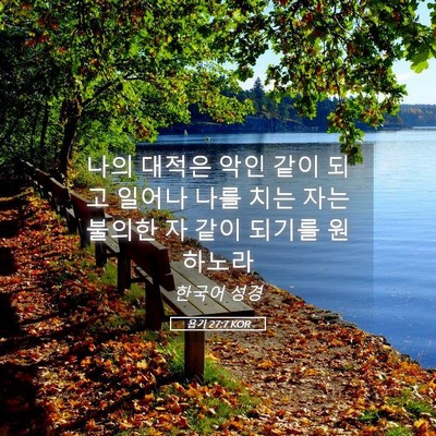 Picture 05 - 욥기 27:7 KOR - 나의 대적은 악인 같이 되고 일어나 - Bible Verse Picture