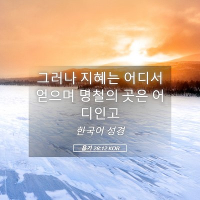 Picture 05 - 욥기 28:12 KOR - 그러나 지혜는 어디서 얻으며 명철의 - Bible Verse Picture