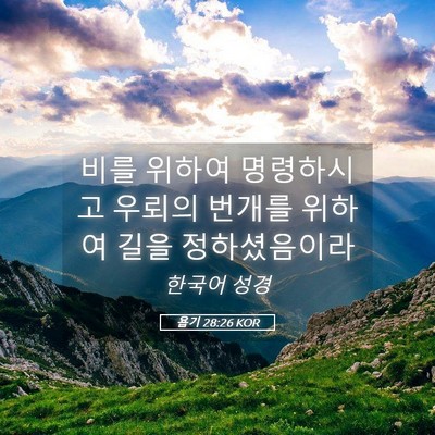 Picture 05 - 욥기 28:26 KOR - 비를 위하여 명령하시고 우뢰의 - Bible Verse Picture