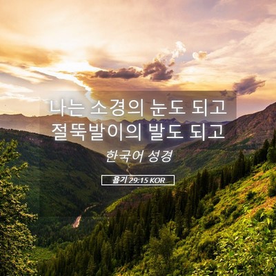 Picture 05 - 욥기 29:15 KOR - 나는 소경의 눈도 되고 절뚝발이의 - Bible Verse Picture