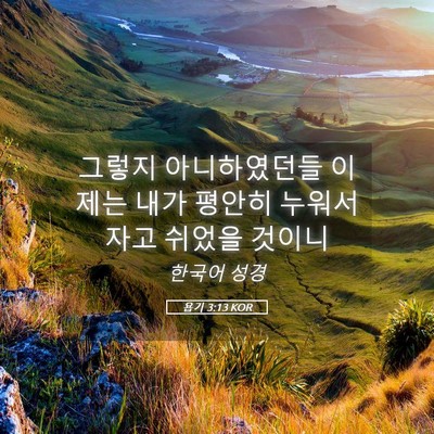 Picture 05 - 욥기 3:13 KOR - 그렇지 아니하였던들 이제는 내가 - Bible Verse Picture