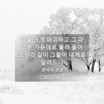 Picture 05 - 욥기 30:14 KOR - 성을 크게 파괴하고 그 파괴한 - Bible Verse Picture