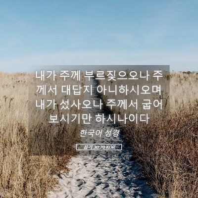 Picture 05 - 욥기 30:20 KOR - 내가 주께 부르짖으오나 주께서 - Bible Verse Picture