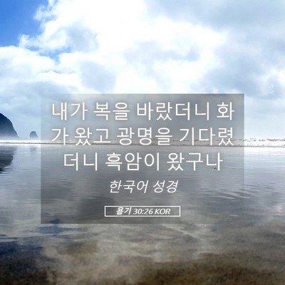 Picture 05 - 욥기 30:26 KOR - 내가 복을 바랐더니 화가 왔고 - Bible Verse Picture