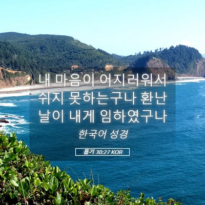 Picture 05 - 욥기 30:27 KOR - 내 마음이 어지러워서 쉬지 - Bible Verse Picture
