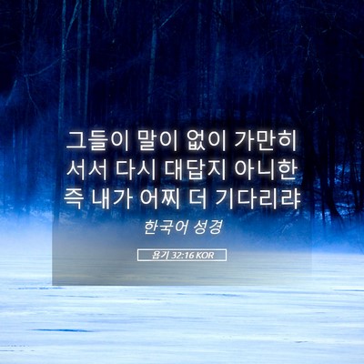 Picture 05 - 욥기 32:16 KOR - 그들이 말이 없이 가만히 서서 다시 - Bible Verse Picture