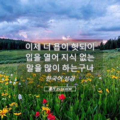 Picture 05 - 욥기 35:16 KOR - 이제 너 욥이 헛되이 입을 열어 지식 - Bible Verse Picture